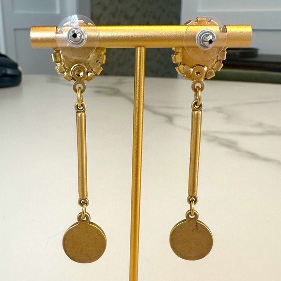 TOVA Neutral Coloured Gemstone and Crystal Long Earrings in Coated Brass - Picture 13 of 14